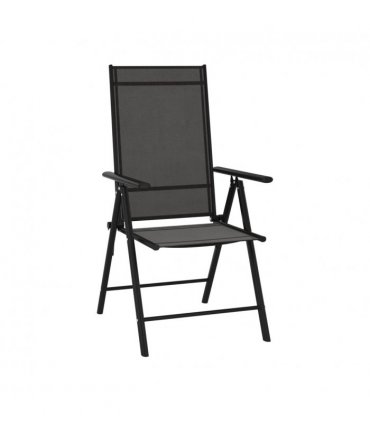 vidaXL Garden Dining Set | Black | Powder-coated aluminium, WPC, Textilene