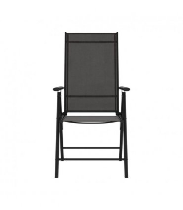 vidaXL Garden Dining Set | Black | Powder-coated aluminium, WPC, Textilene
