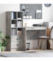 vidaXL Desk with Drawer with Shelf with Storage 2 pcs Concrete Grey