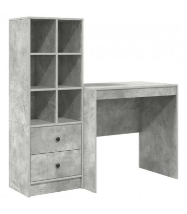 vidaXL Desk with Drawer with Shelf with Storage 2 pcs Concrete Grey