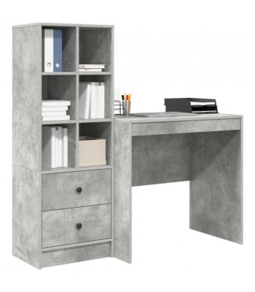 vidaXL Desk with Drawer with Shelf with Storage 2 pcs Concrete Grey