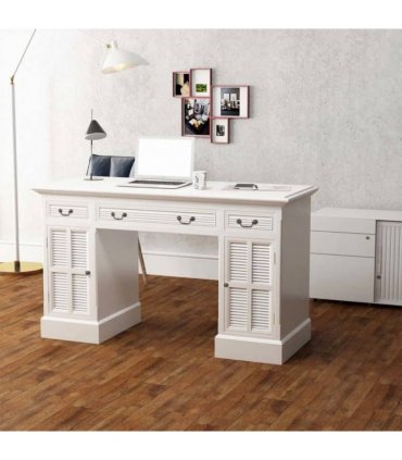 vidaXL Double Pedestal Desk White 140x48x80 cm