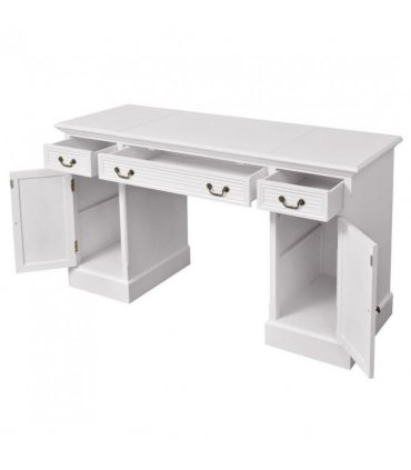 vidaXL Double Pedestal Desk White 140x48x80 cm