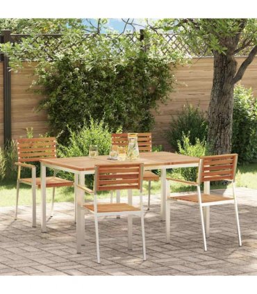 vidaXL Garden Dining Set 5 pcs Brown Solid Acacia Wood