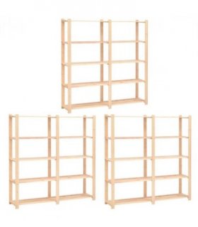 vidaXL 5-Tier Storage Racks 3 pcs 170x38x170 cm Solid Pinewood 500 kg