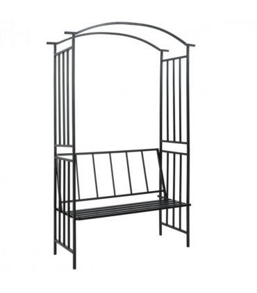 vidaXL Garden Arch with Bench Black 128x50x207 cm Iron