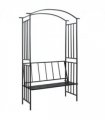 vidaXL Garden Arch with Bench Black 128x50x207 cm Iron