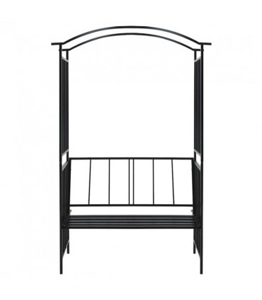 vidaXL Garden Arch with Bench Black 128x50x207 cm Iron