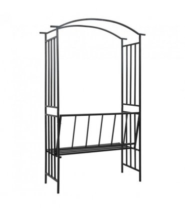 vidaXL Garden Arch with Bench Black 128x50x207 cm Iron