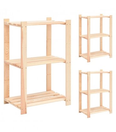 vidaXL 3-Tier Storage Racks 3 pcs 60x38x90 cm Solid Pinewood 150 kg