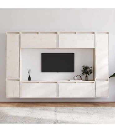 vidaXL TV Cabinets 8 pcs White Solid Wood Pine