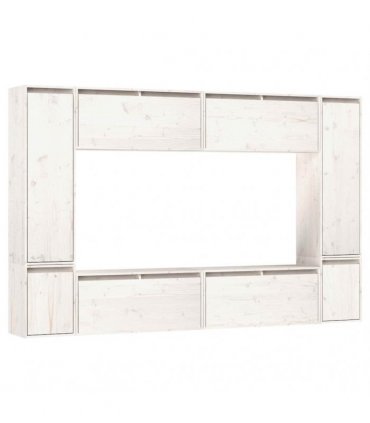 vidaXL TV Cabinets 8 pcs White Solid Wood Pine