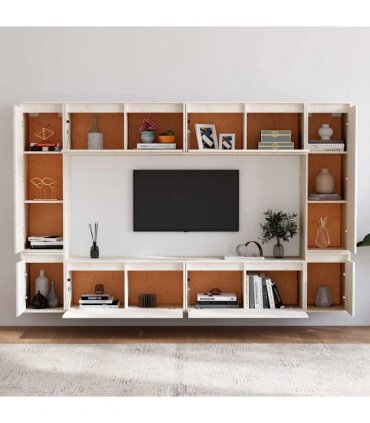 vidaXL TV Cabinets 8 pcs White Solid Wood Pine