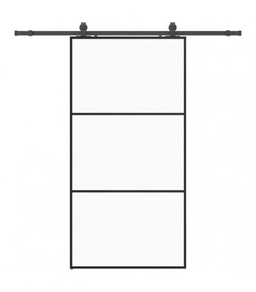 vidaXL Sliding Door with Hardware Set Black 102x205 cm ESG Glass