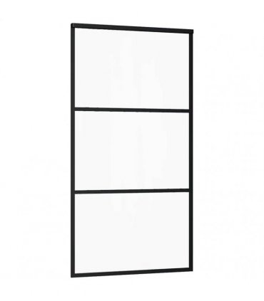 vidaXL Sliding Door with Hardware Set Black 102x205 cm ESG Glass