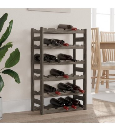 vidaXL Wine Rack for 30 Bottles Grey Solid Wood Pine