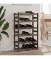 vidaXL Wine Rack for 30 Bottles Grey Solid Wood Pine