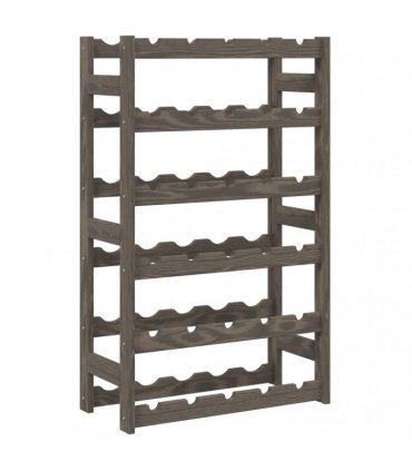 vidaXL Wine Rack for 30 Bottles Grey Solid Wood Pine
