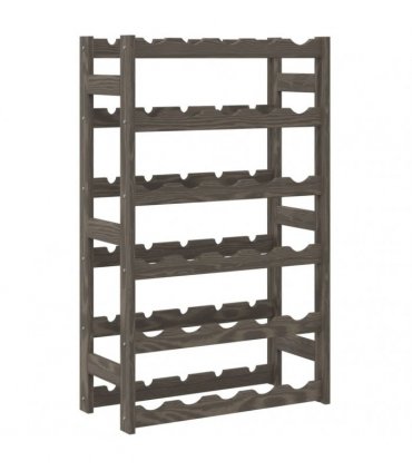 vidaXL Wine Rack for 30 Bottles Grey Solid Wood Pine