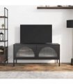 vidaXL TV Cabinet Black 105x35x50 cm Glass and Steel