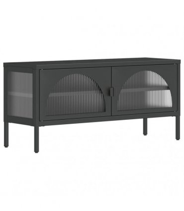 vidaXL TV Cabinet Black 105x35x50 cm Glass and Steel