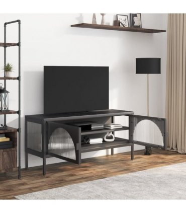 vidaXL TV Cabinet Black 105x35x50 cm Glass and Steel