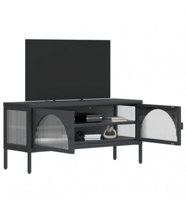 vidaXL TV Cabinet Black 105x35x50 cm Glass and Steel