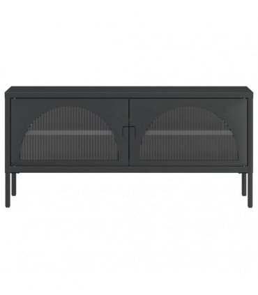 vidaXL TV Cabinet Black 105x35x50 cm Glass and Steel