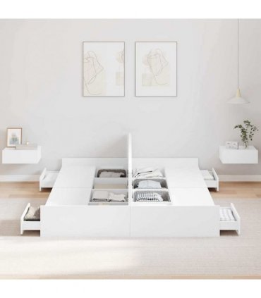 vidaXL Storage Bed Frame White 150 x 200 cm Engineered Wood