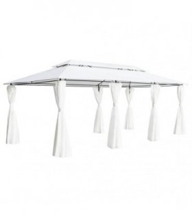 vidaXL Gazebo with Curtains 600x298x270 cm White 180g/m²
