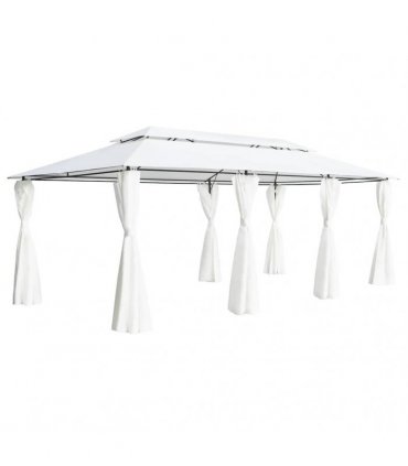 vidaXL Gazebo with Curtains 600x298x270 cm White 180g/m²
