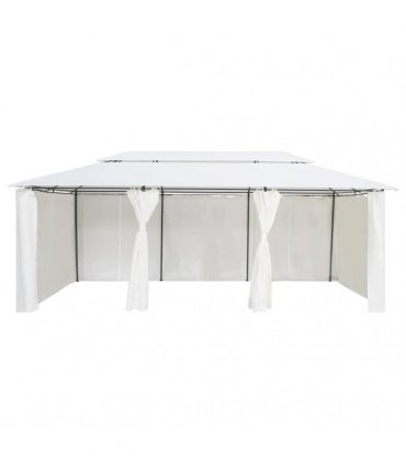 vidaXL Gazebo with Curtains 600x298x270 cm White 180g/m²
