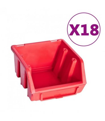 vidaXL 80 Piece Storage Bin Kit with Wall Panels Red and Black