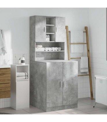vidaXL Washing Machine Cabinets 2 pcs Concrete Grey Engineered wood