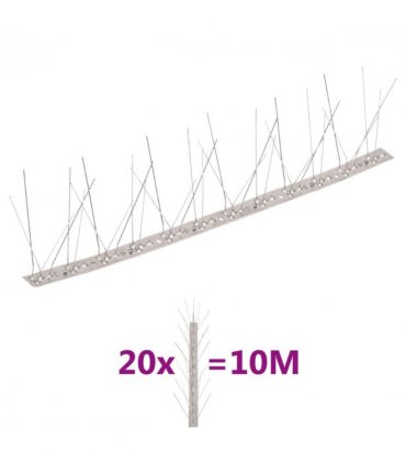 vidaXL 5-row Stainless Steel Bird & Pigeon Spikes Set of 20 10 m