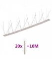 vidaXL 5-row Stainless Steel Bird & Pigeon Spikes Set of 20 10 m