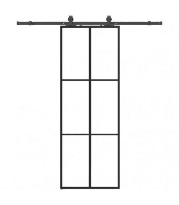 vidaXL Sliding Door with Hardware Set Black 76x205 cm ESG Glass