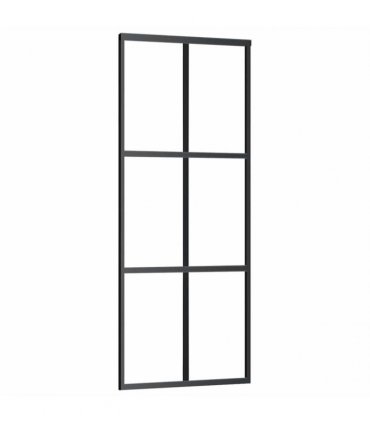 vidaXL Sliding Door with Hardware Set Black 76x205 cm ESG Glass