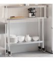 vidaXL Kitchen Work Table with Overshelf 110x30x120 cm Stainless Steel