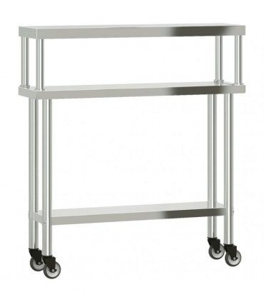 vidaXL Kitchen Work Table with Overshelf 110x30x120 cm Stainless Steel