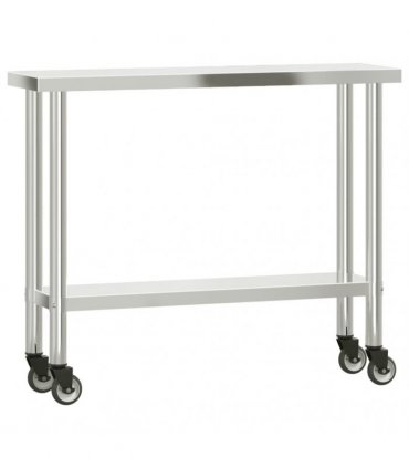 vidaXL Kitchen Work Table with Overshelf 110x30x120 cm Stainless Steel
