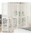 vidaXL Room Divider 6 Panels White Solid Wood Paulownia