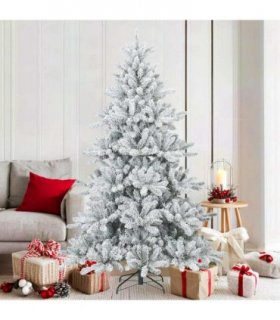 vidaXL Artificial Hinged Christmas Tree Snow Flocked White 180 cm