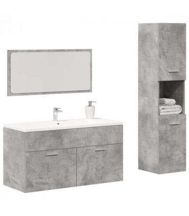 vidaXL 3 Piece Bathroom Furniture Set Concrete Grey Engineered Wood
