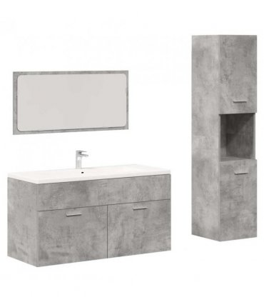 vidaXL 3 Piece Bathroom Furniture Set Concrete Grey Engineered Wood