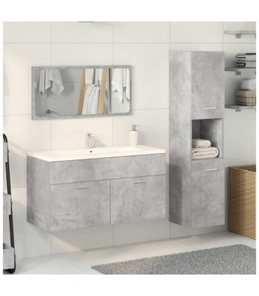 vidaXL 3 Piece Bathroom Furniture Set Concrete Grey Engineered Wood