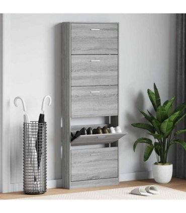 vidaXL Shoe Cabinet Grey Sonoma 59x17x169 cm Engineered Wood