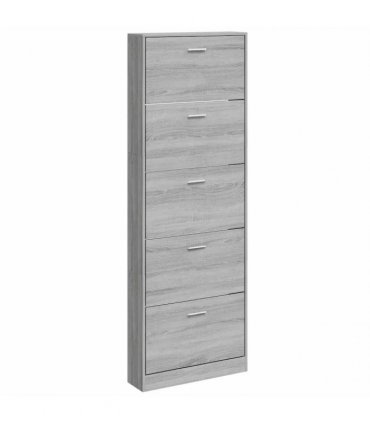 vidaXL Shoe Cabinet Grey Sonoma 59x17x169 cm Engineered Wood