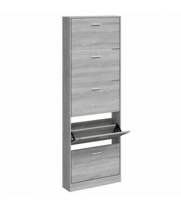 vidaXL Shoe Cabinet Grey Sonoma 59x17x169 cm Engineered Wood