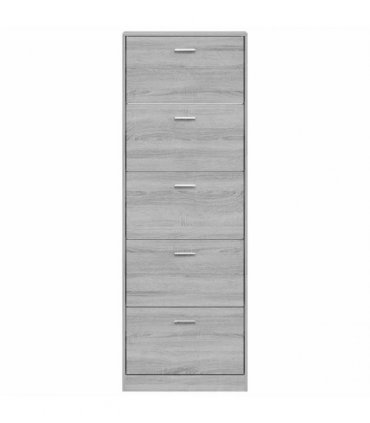 vidaXL Shoe Cabinet Grey Sonoma 59x17x169 cm Engineered Wood